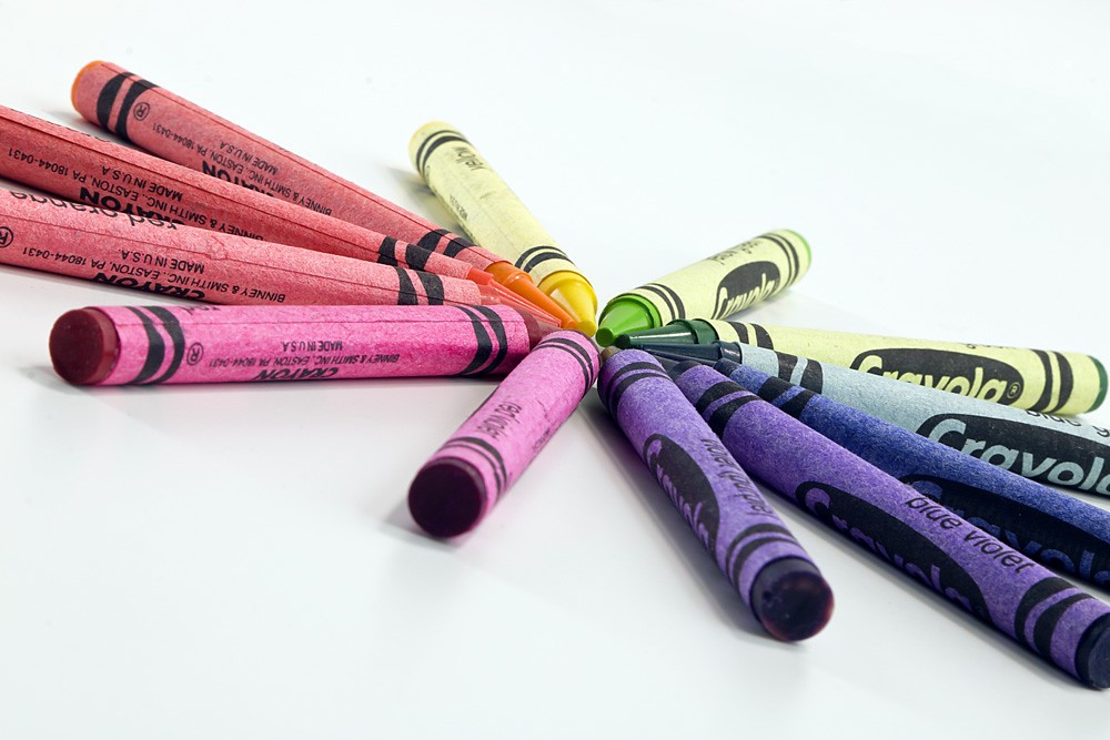 Colorful crayons arranged in a circle